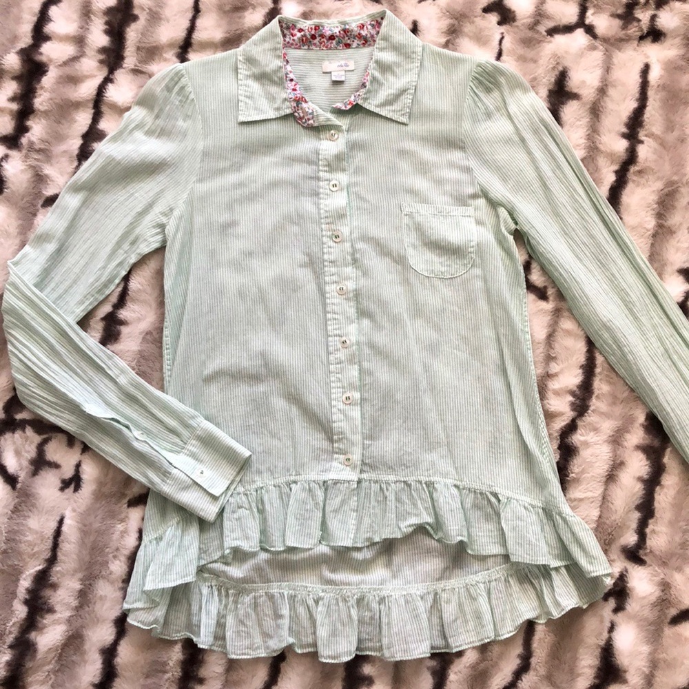 Odille Ruffle-hem button-down blouse